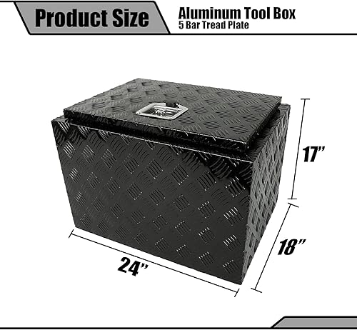 Miniatura 2 de Caja de herramientas de aluminio chapada en negro de 24 pulgadas para camioneta, caja de herramientas impermeable para debajo de la carrocería, caja