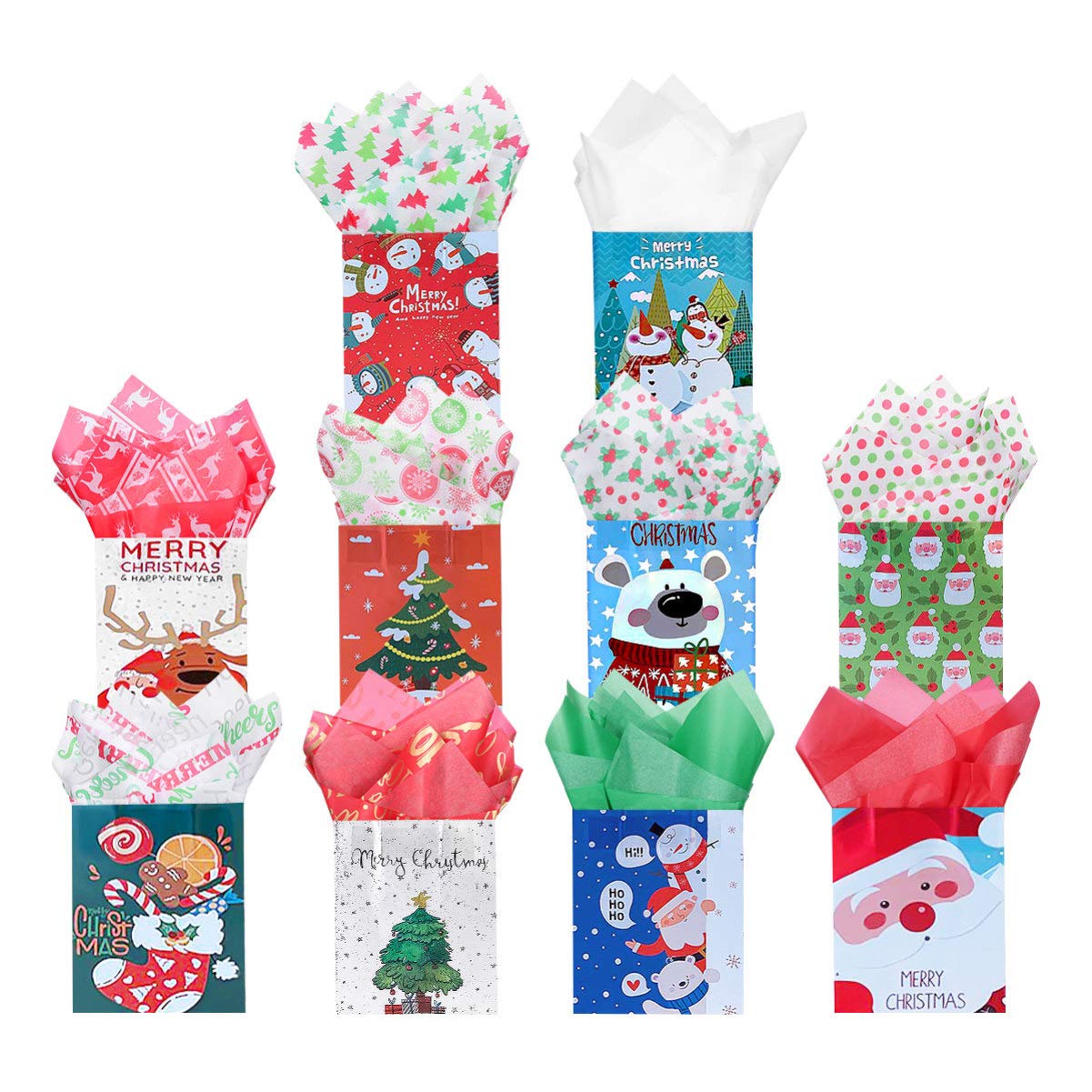HANABASS Lot de 150 Feuilles de Papier D'emballage Présent Noël Pliable et Respirant Motifs Classiques pour Emballages de Fleurs et Décorations de Fête