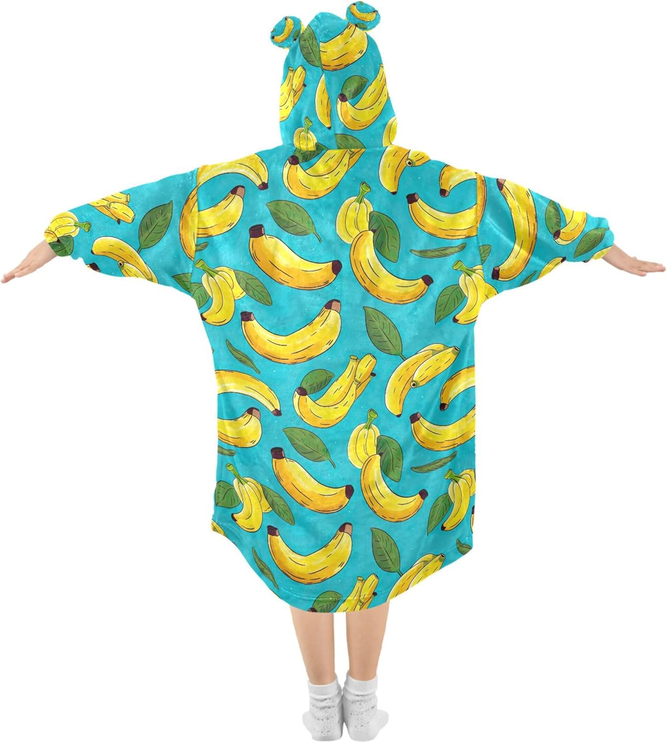 Banana Fruit Summer Kids Wearable Blanket Hoodie with Pocket and Sleeves for Toddlers, Cute Hoodies Girls B0403904