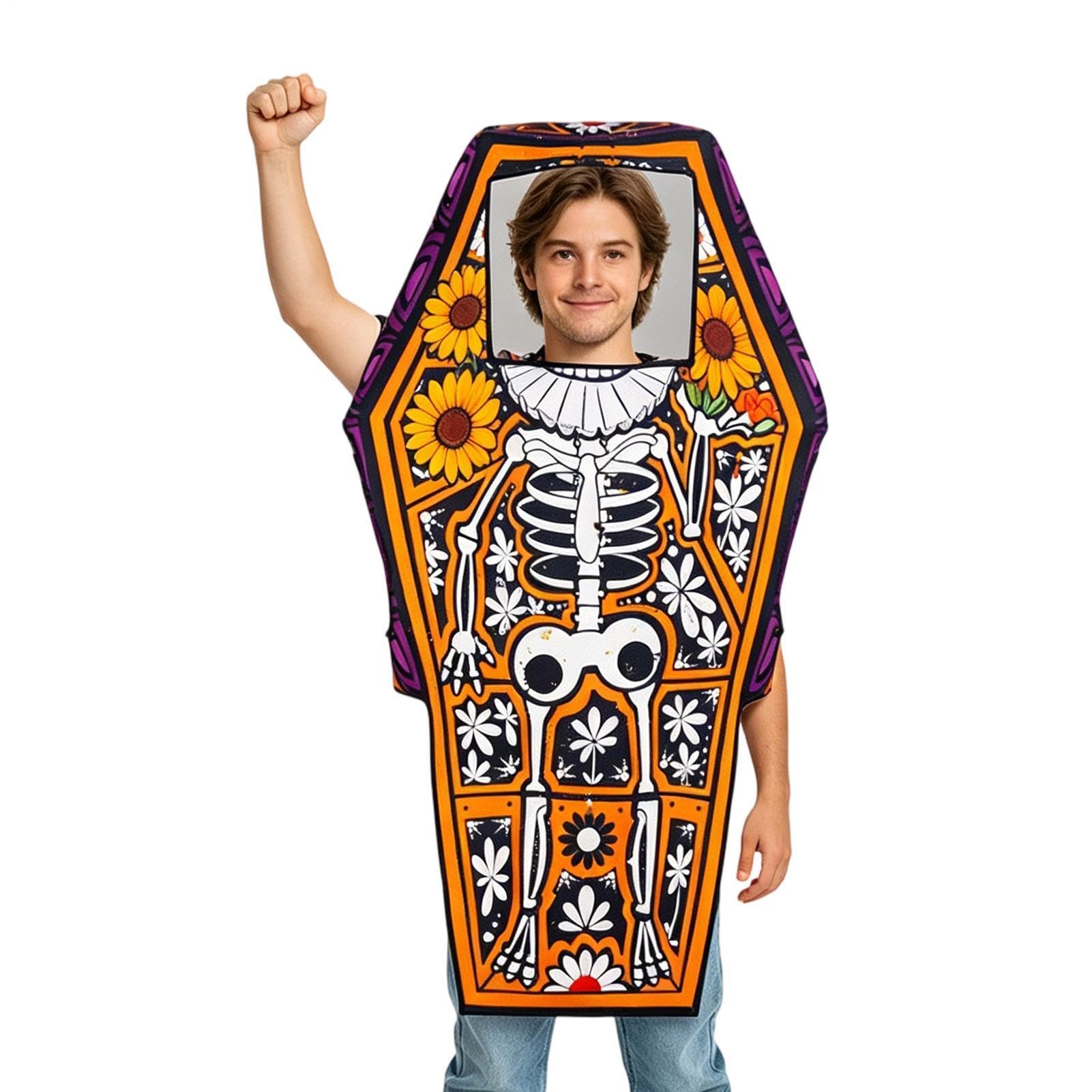Tenue Vampire Sarcophage avec Imprimé Squelette et Structure Rigide Confortable - 8