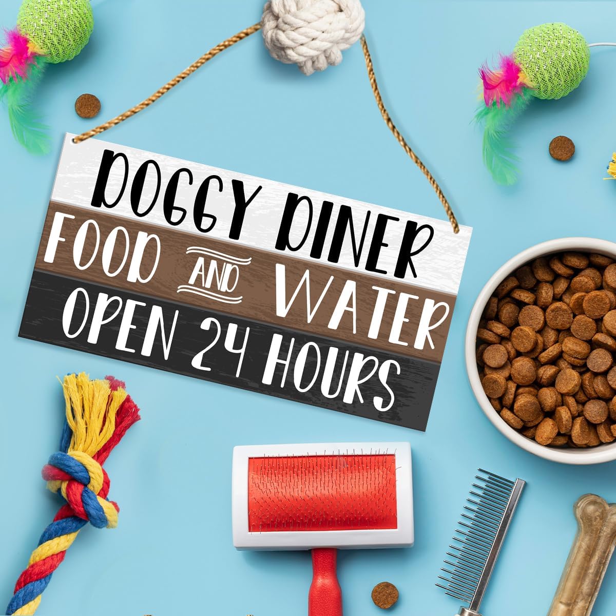 Dog Fed Sign Wood Decor, Dog Hanging Sign Decoration for Home Kitchen Dog Room Puppy Wall Decor, Housewarming Gifts for Dog Lover Own Mom Dad, Doggy Diner Dog Food Sign - Image 4