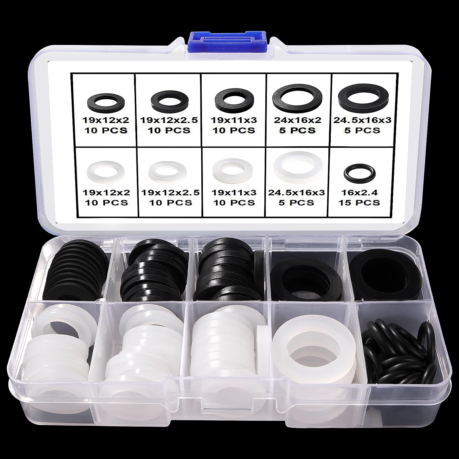 Lyeteung 90 PCS 1/2 3/4 Inch Hose Washers Kit, Rubber Tap Seal Gaskets, Seal O Ring Gasket, Shower Hose Silicone Washers