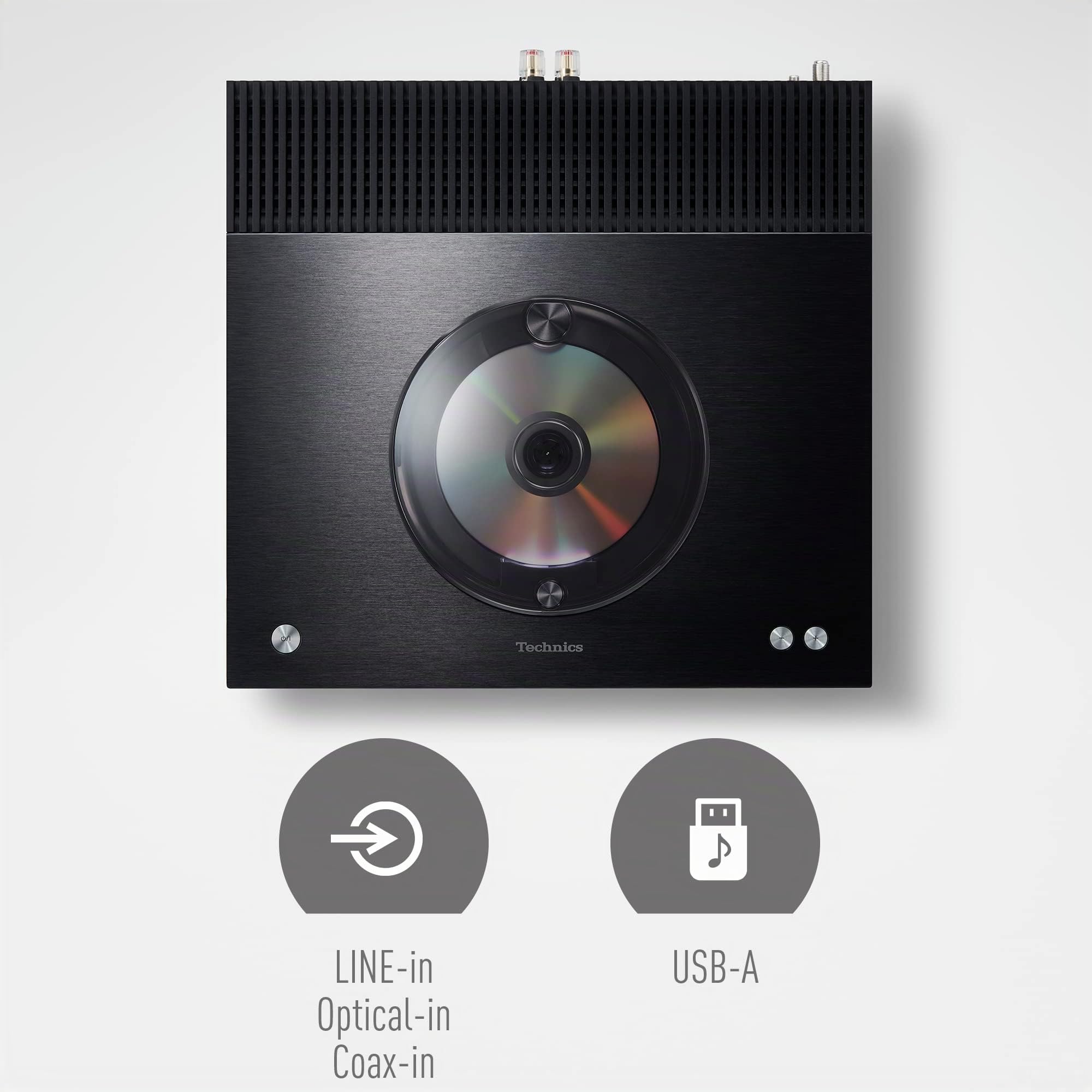Technics SA-C100 Network Player con Amplificatore Integrato, Processore Jeno, Space Tune, CD, Radio, Phono, Ingresso Digitale Ottico e Coassiale e USB, Nero
