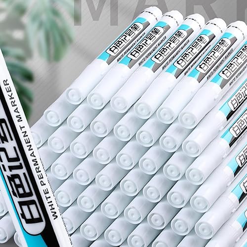 Miniatura 3 de Rotuladores a base de aceite, punta larga, secado rápido, color blanco, permanente, para vidrio de metal, 4 unidades