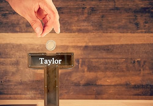 Vista 62 de Alcancía grande de madera personalizada para niños, alcancía con nombre personalizado, alcancía (nombre grabado láser) letras del alfabeto