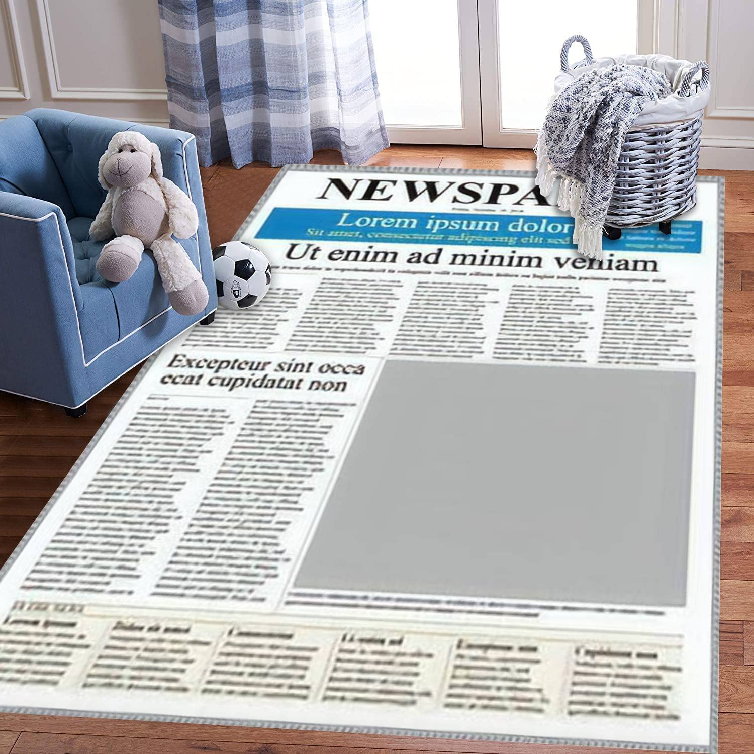 Amazon Com Kids Play Area Rugs Realistic Newspaper Front Page Template 3d Carpet Extra Large Rug Kids Bedroom Playroom Nursery Decor For Boys Girls Learning Playing 5x8 Ft Home Kitchen