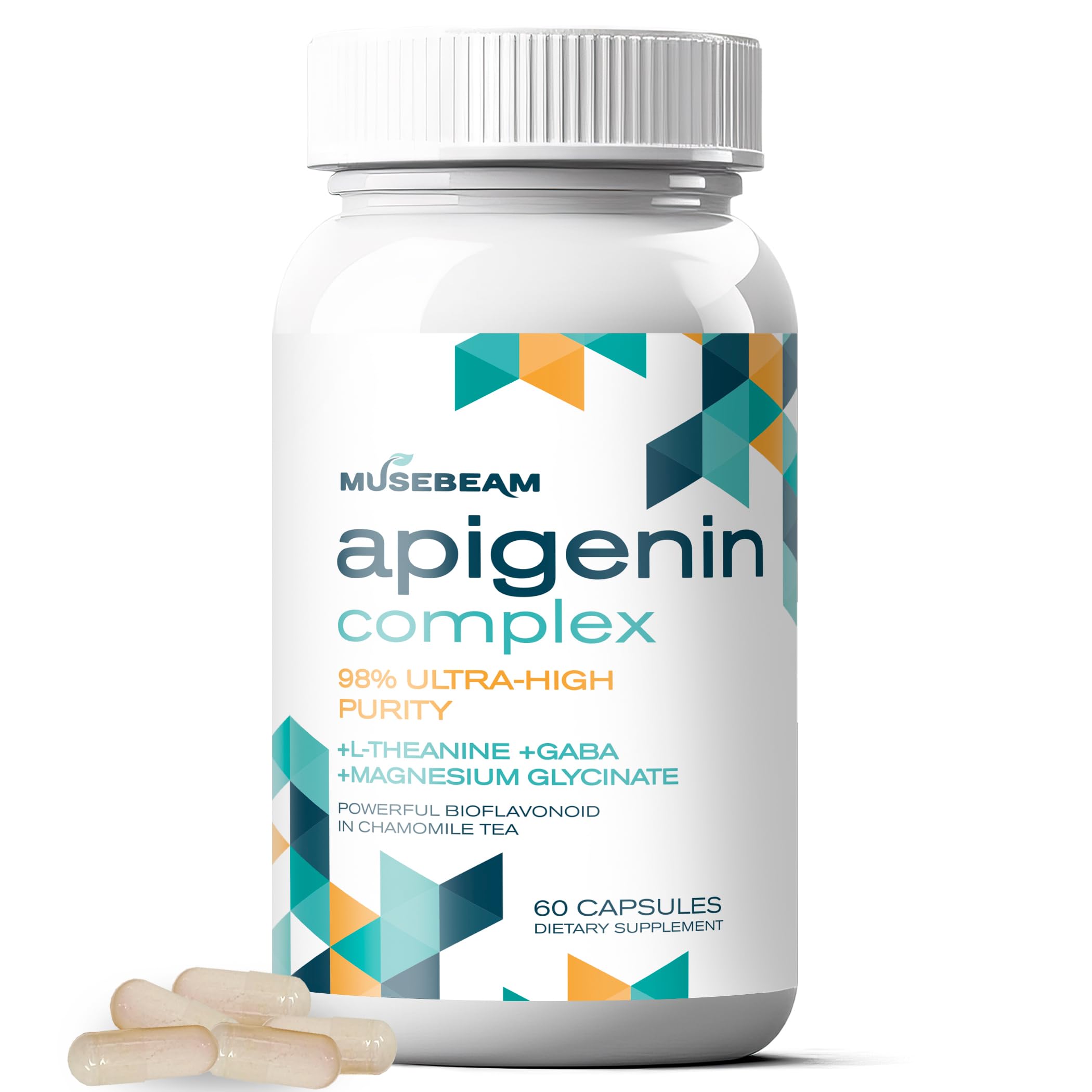 Apigenin Supplement for Sleep - 50mg Apigenin per Capsule with Magnesium Glycinate 275mg L-Theanine 100mg GABA 100mg - 98% Ultra-High Purity - Melatonin Alternative (1 Pack)