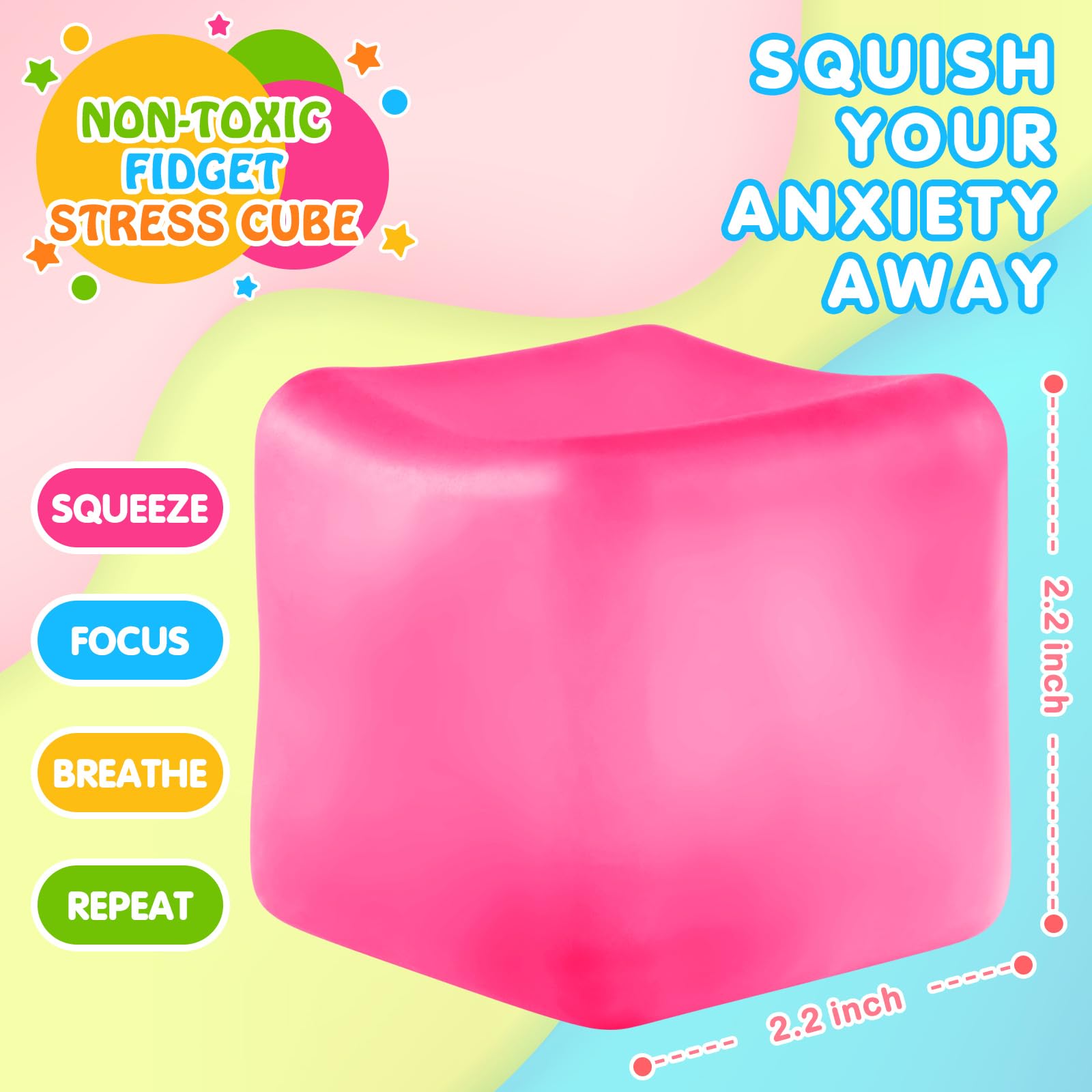 Pipihome 4 Pezzi Antistress per Bambini e Adulti, Pallina Giocattoli Squeeze Antistress Fidget Toys, Cubo di Ghiaccio Palla Sensoriale Giocattolo Antistress, Giocattoli da Spremere Morbidi (A