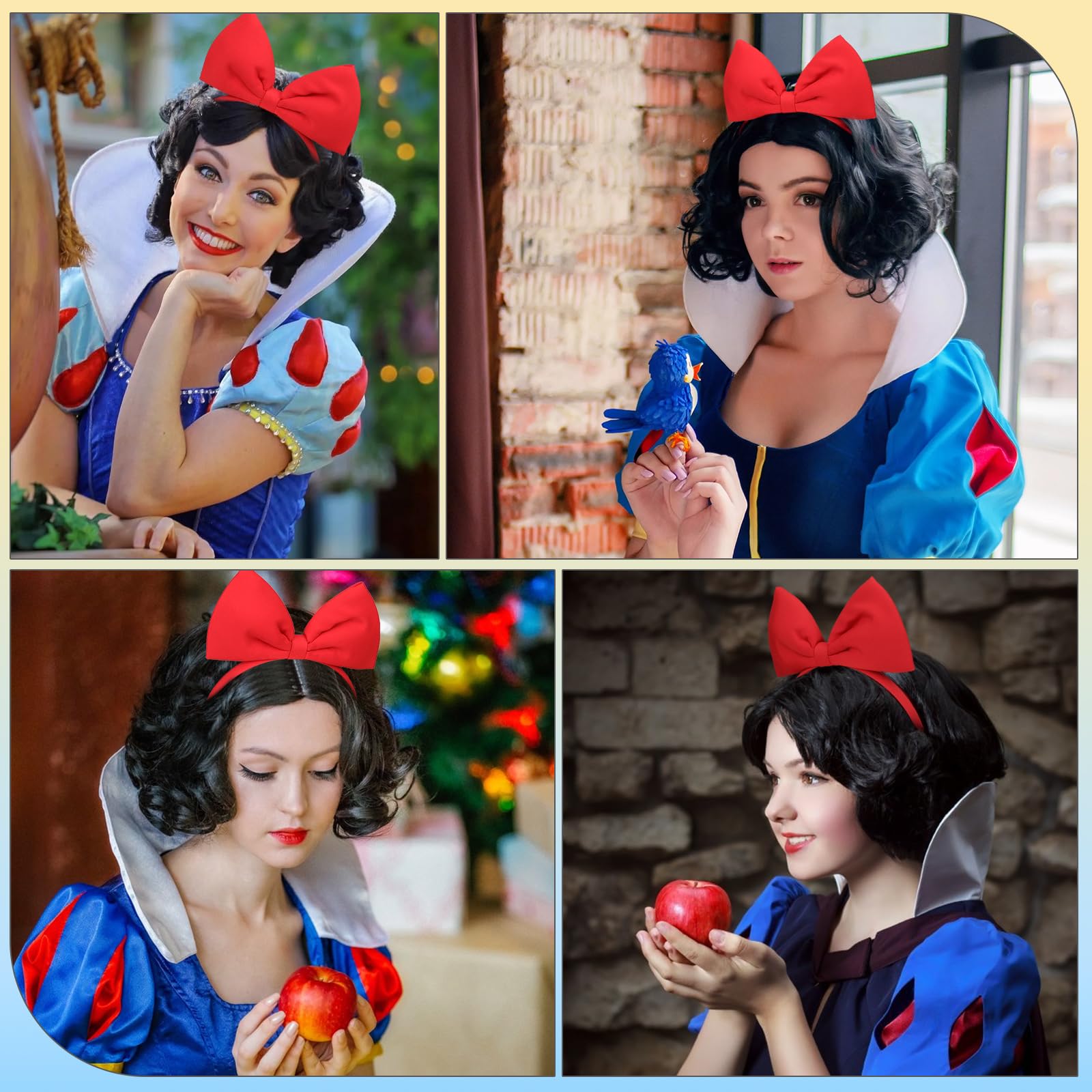Pwsap 3Pcs Short Black Wavy Wigs for Women with Bow Headband Wig Cap Curly Wigs Layered Natural Synthetic Wig Costume Bob Hair Wig Anime Cosplay Full Head Wigs for Halloween Christmas Party Carnival - Image 2