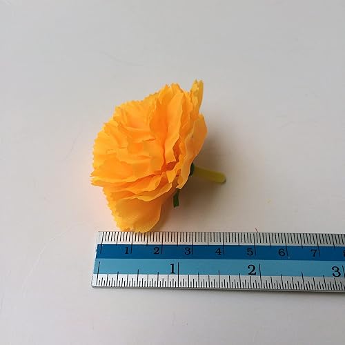 Miniatura 3 de 50 flores de tela artificial de caléndula falsa (naranja dorado)