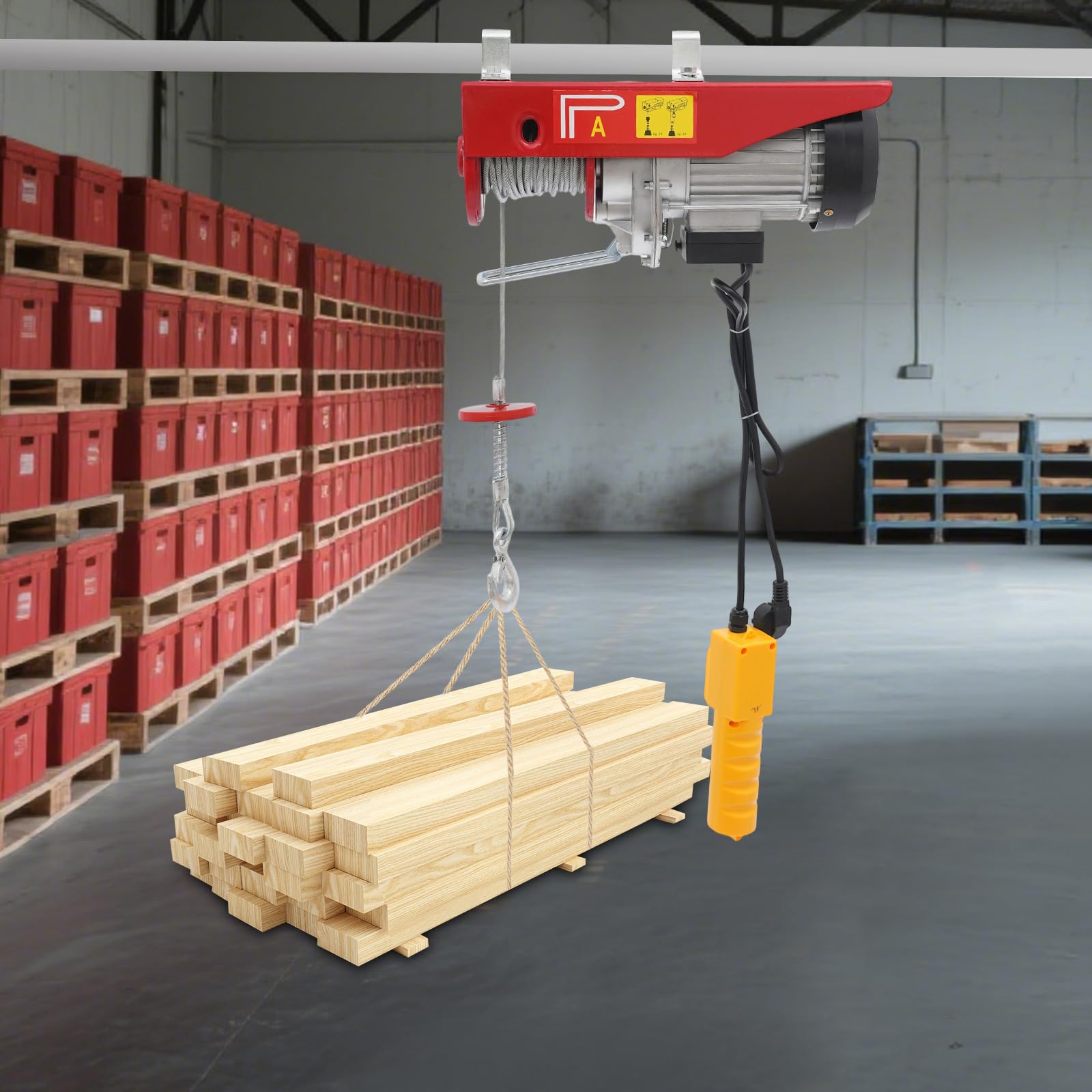 1300w Elektrische Seilwinde 400kg Bis 800kg Hubhöhe 12m Seilzug Motorwinde Kupfermotor Flaschenzug 5m/min Hubgeschwindigkeit Seilhebezug Kettenzug, Für Den Einsatz In Fabriken, Werkstätten
