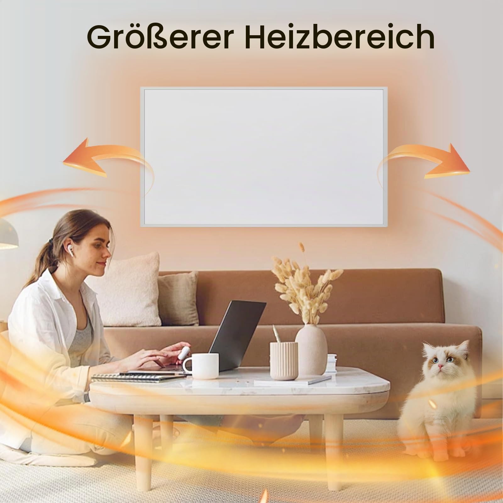 Infrarotheizung 800 Watt mit Smart Steuerung, Energiesparende Infrarot Wandheizung, Elektroheizung mit Uberhitzungsschutz, WLAN App-Steuerung mit Fernbedienung, TÜV.