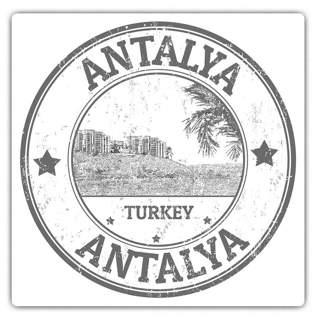 Square Stickers (Set of 2) 10cm BW - Antalya Turkey Turkish Travel Stamp Laptop Tablet Luggage Scrapbook #40028