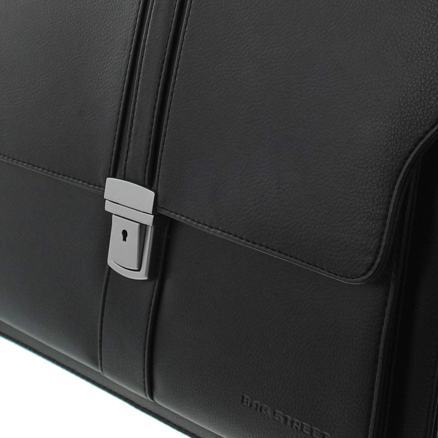 Bag Street Aktentasche Herren schwarz Kunstleder-Aktentasche Aktenkoffer Bürotasche, ohne, Schwarz