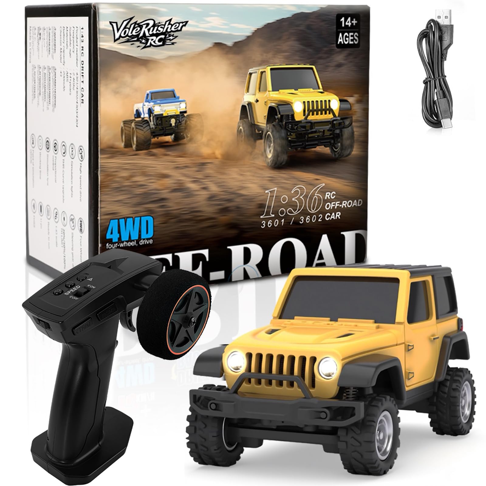 [2026 Upgrade 1/36 Mini RC Crawler, 4WD Micro Off Road Truck