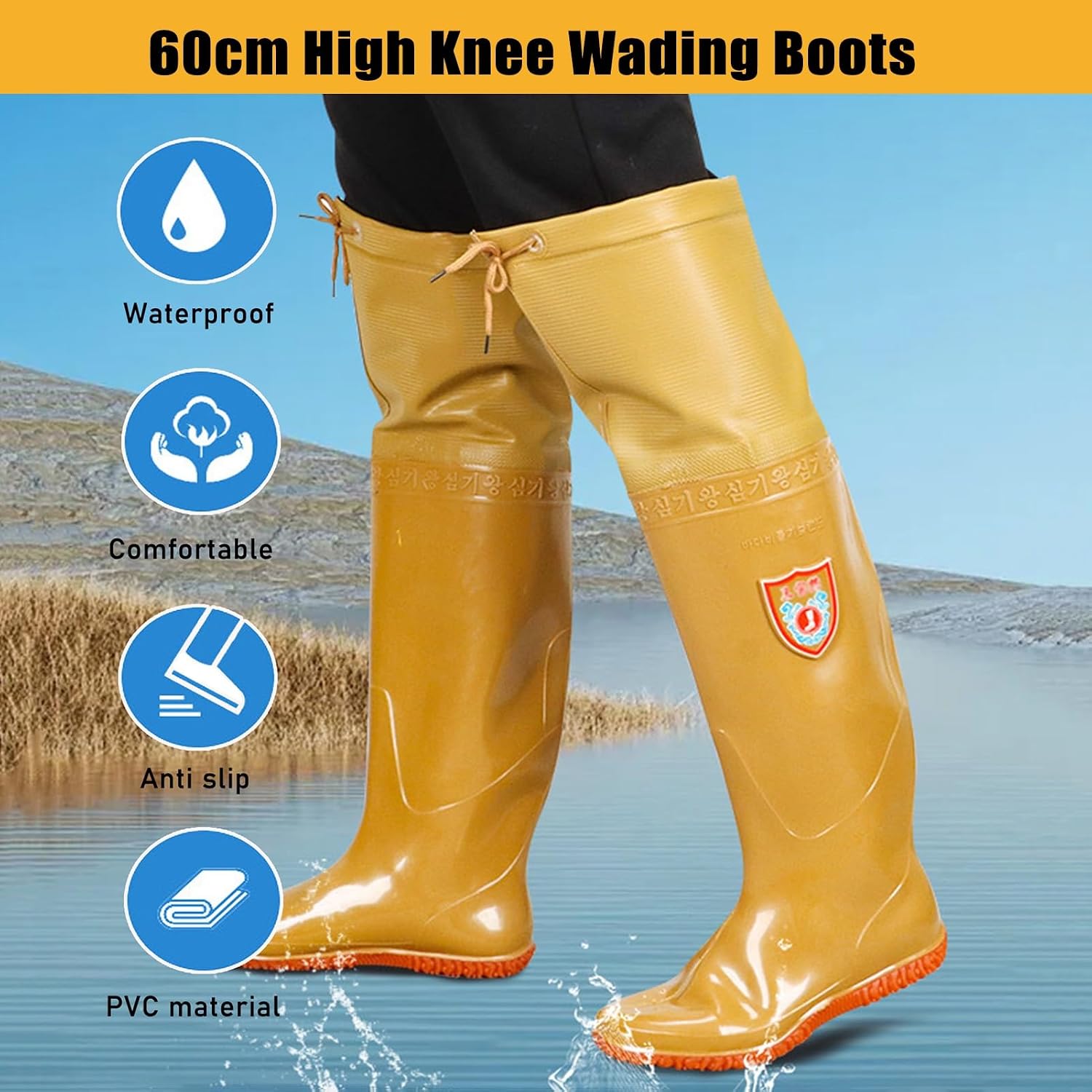 60cm High Hip Waders Fly Fishing Hunting Boots for Men Women, Lightweight and Comfortable Waterproof Boots, No Leaks