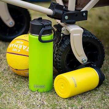 koodee Water Bottle-16 oz Stainless Steel Double Wall Vacuum Insulated Water Bottle for Gorls and Women, Reusable Metal Water Flask with Leakproof Spout Lid (Apple Green)