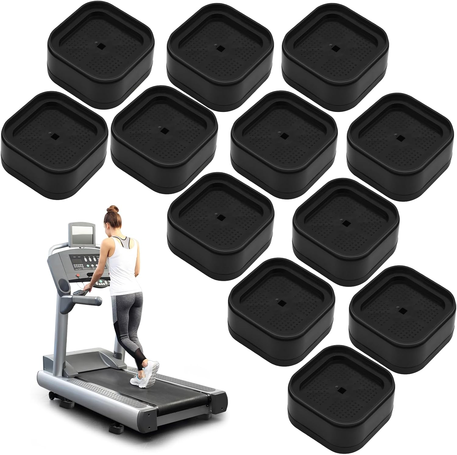 12Pcs Treadmill Incline Riser Blocks Non-Slip Durable Height Adjustable pad | Treadmill Accessories Walking Pad Incline Blocks Walking Pad Accessories Gymblocks, for Home and Gym(Black)