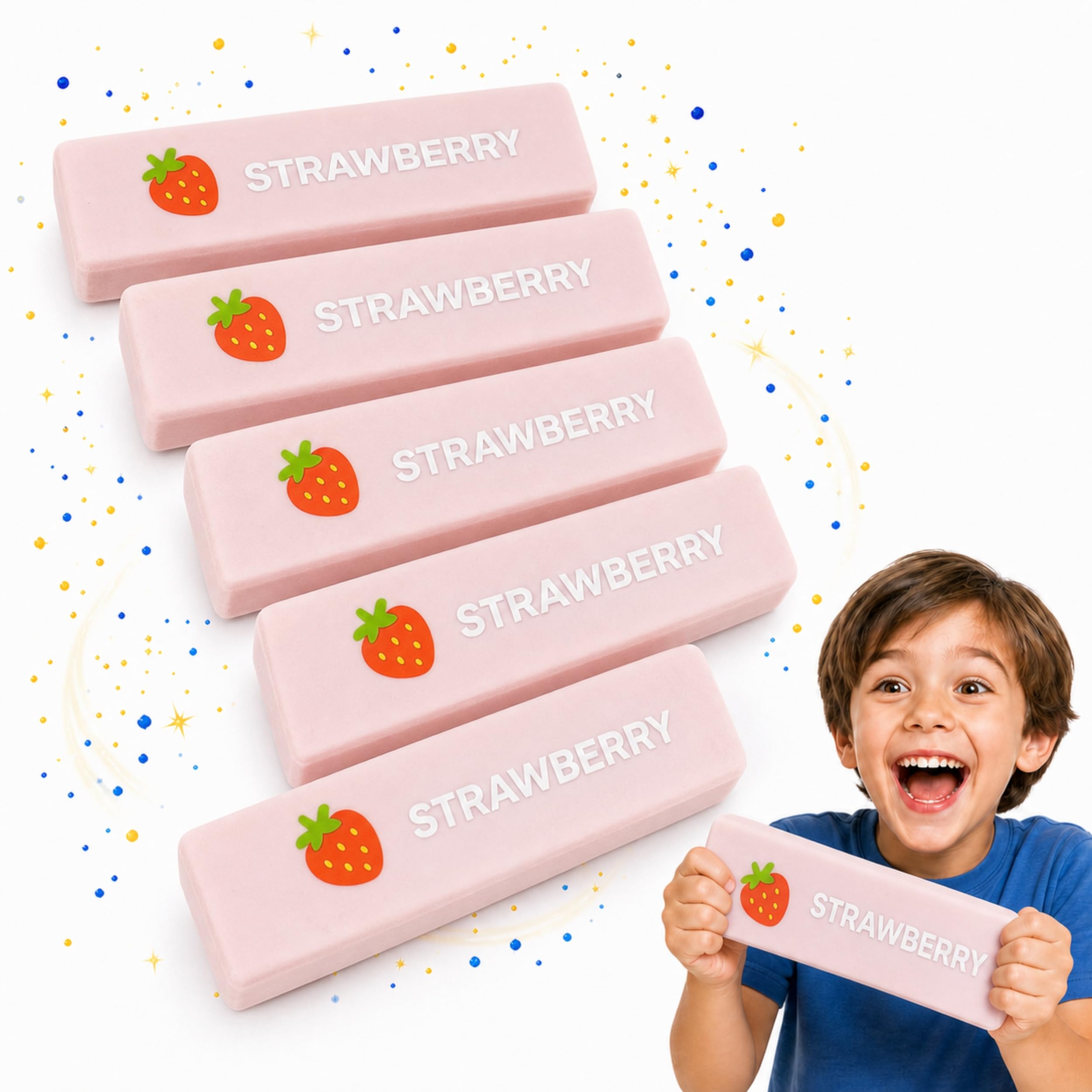 SGM Strawberry Milk Butter Squishy Pack of 12, Jumbo 9.45in Slow Rise Pink Butter Stick Fidget Toys, Individually Wrapped Sensory Stress Relief Squishy for Kids, Party Bag Filler, Ages 3+ SB-2149-14