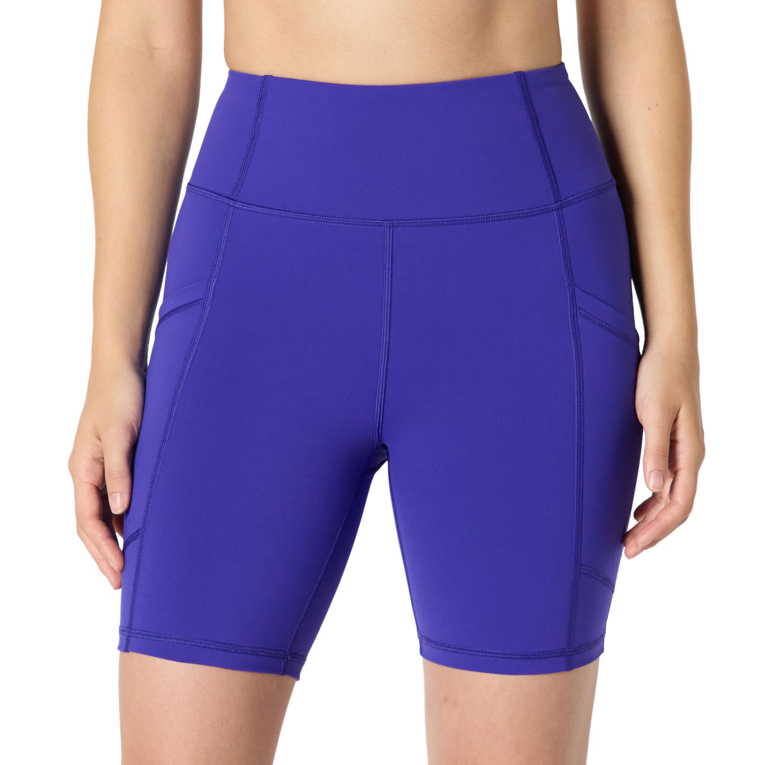 Amazon Essentials Damen Active Total Train Bikershorts Mit Hoher Taille 18cm Für Gym-Workout Und Radfahren Mit Taschen, Königsblau, XXL