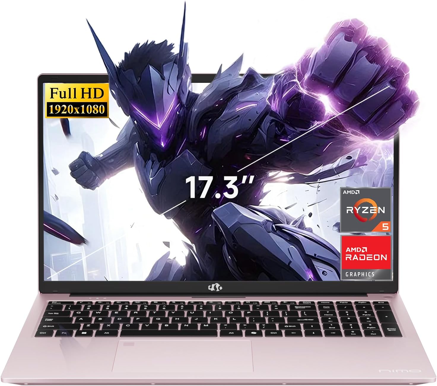 NIMO 17.3" FHD AMD Gaming Laptop, 32GB DDR5 RAM 1TB SSD Ryzen 5 6600H with Radeon 660M Graphics (Beats i7-1165G7), 100W Type-C, Backlit Keyboard, Fingerprint, 180°Viewing for Creators & Professionals