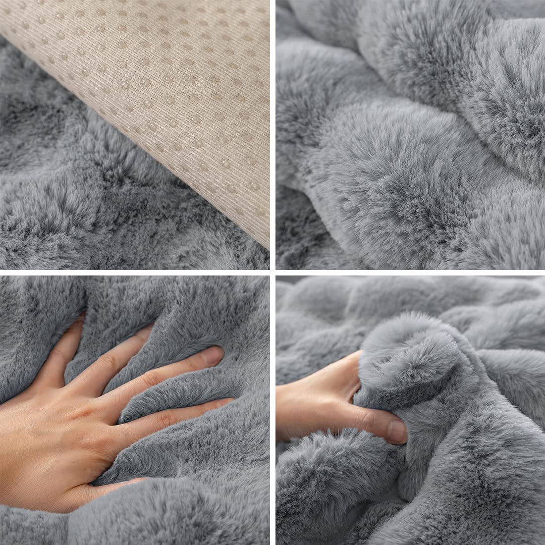 Amazon.com: vctops Grey Faux Fur Fleece Sofa Cover Soft Cozy