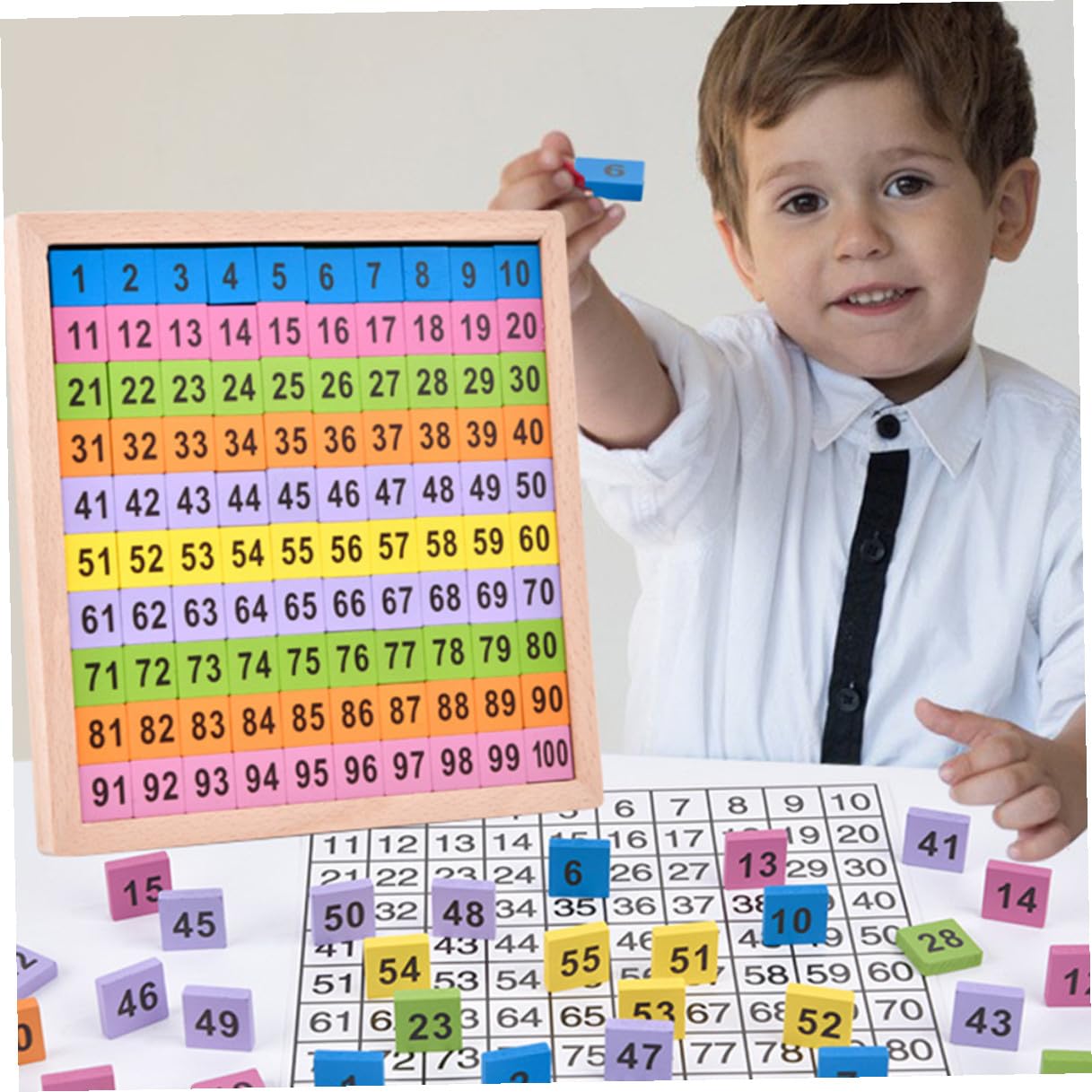 Juguete Educativo Matemáticas Madera Números Consecutivos Tablero Montessori Aprendizaje Desarrollo Bloques
