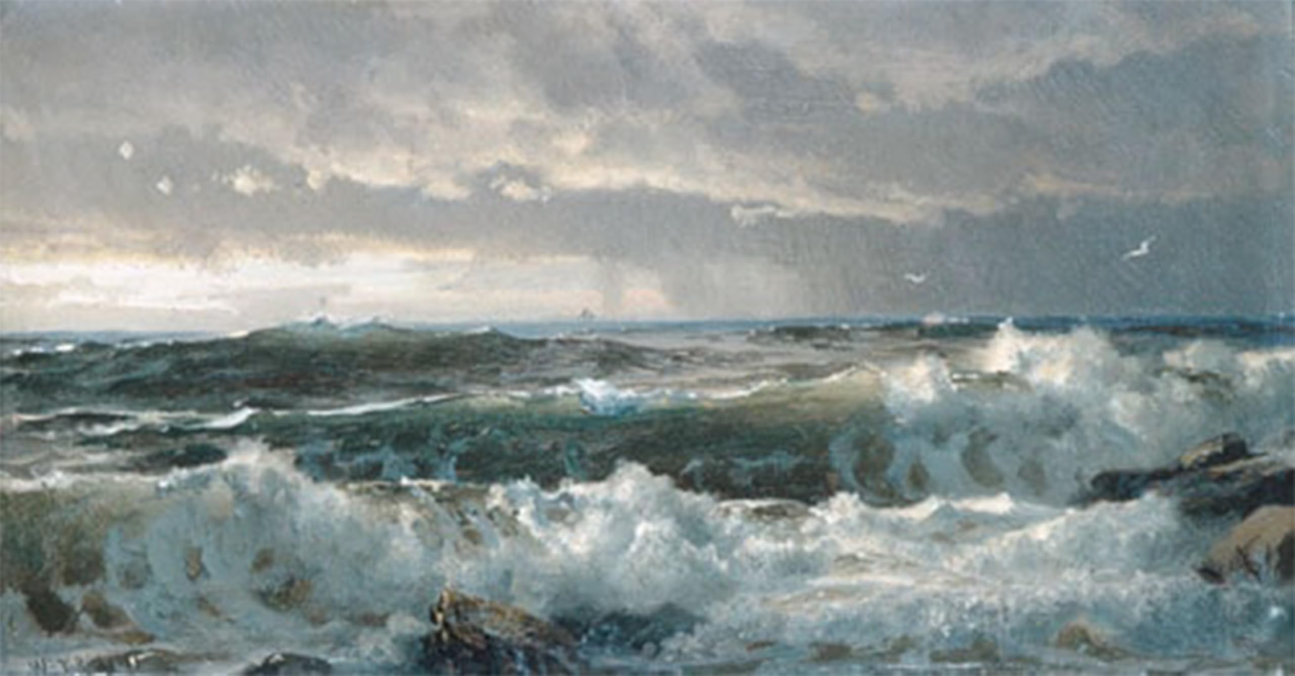 ARTXLXXBN Famous Painting Art Wall Decor Abstract Art Picture Surf on Rocks by William Trost Richards Animal Pictures for Home Decor 60x90cm