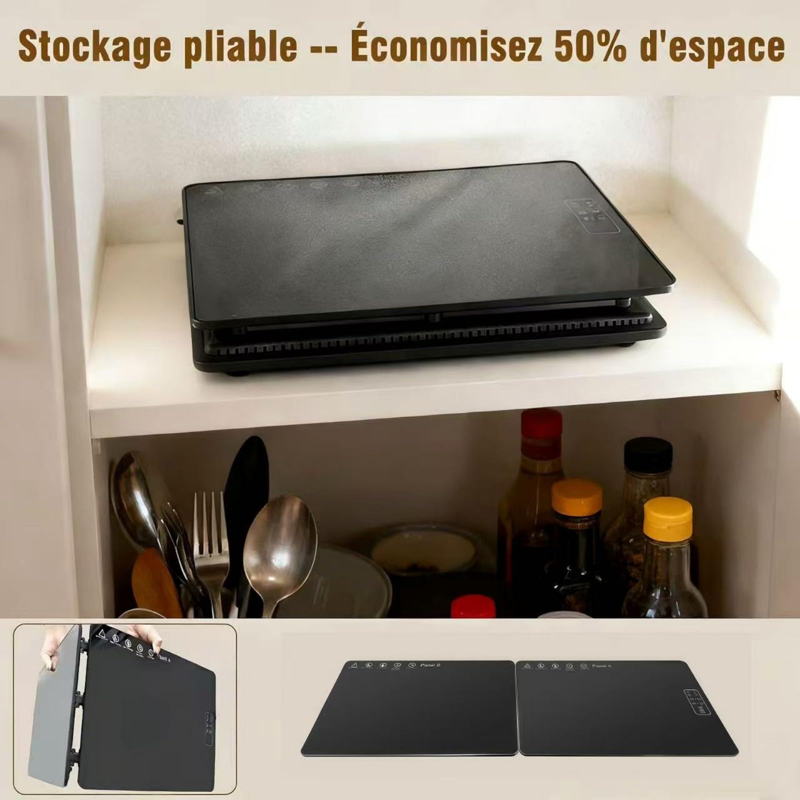 Plaque Chauffante Pliable 80*30 CM, Chauffe Plat Électrique à Température Réglable, Plateau Chauffant Électrique pour Buffets, Banquets et Repas de Famille, Maintien au Chaud et Décongélation