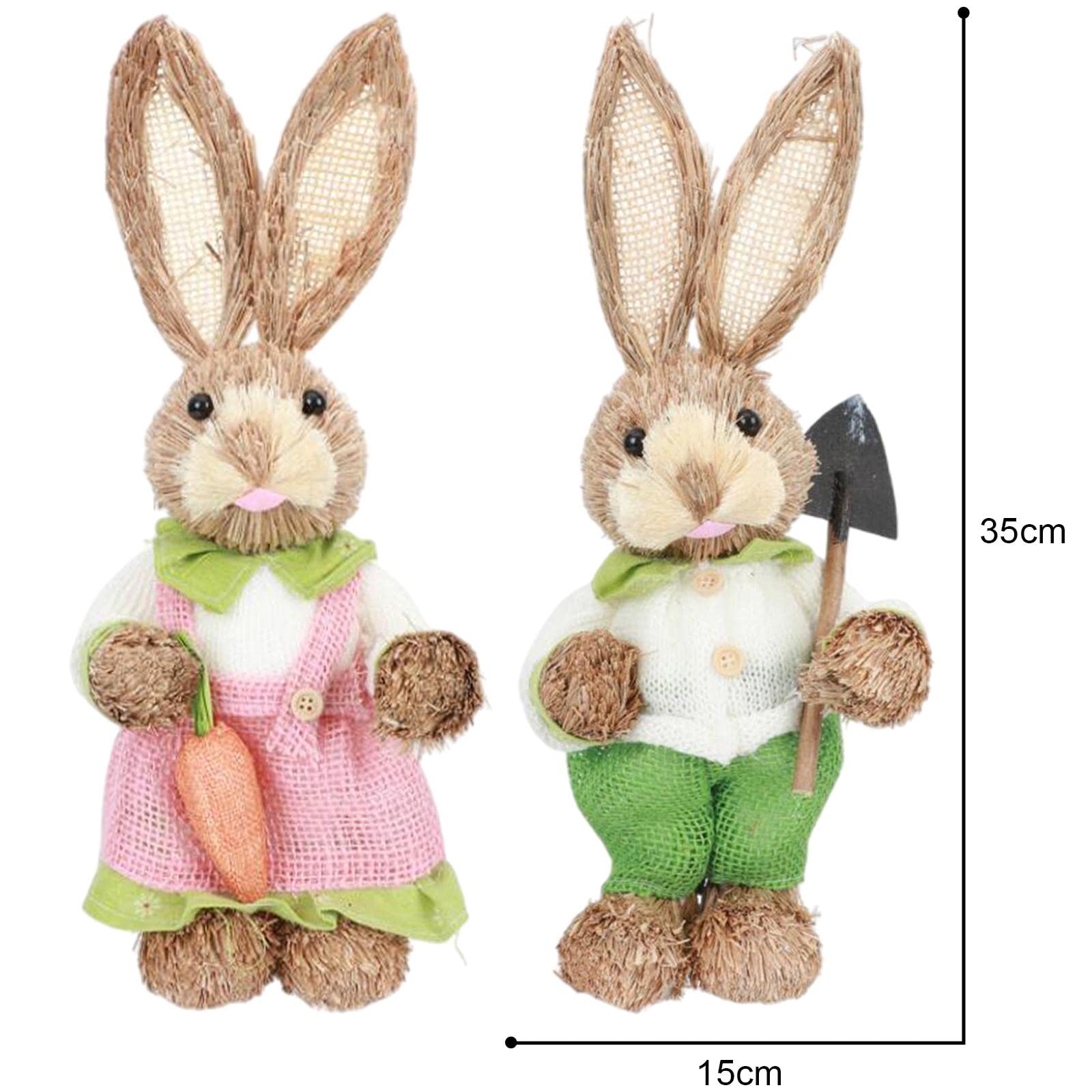 F Fityle 4X Coniglietti di Pasqua in Paglia da Posizionare in Piedi, Statuine di Coniglietti per Lavori Creativi in ​​casa