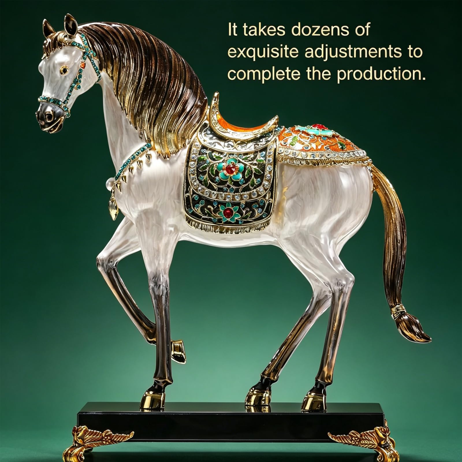 Estatua De Caballo En Cristal Zodiaco 12 Signos, Figura De Caballo Feng Shui Estilo Real, Escultura De Aleación Para Decoración Hogar Oficina, Adorno De Buena Suerte Para Regalo De Estreno De Casa