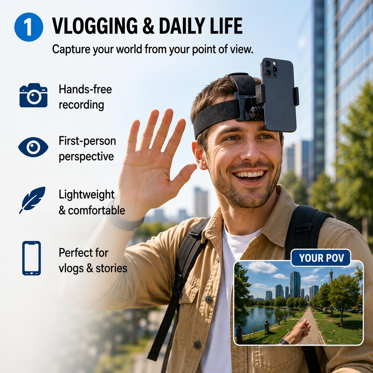 Action Pro Head Strap Mount Phone Holder Tripod Mount Adapter with Long Thumb Screw Compatible with GoPro-12/11/10/9/8/7/6/5/4/SJCAM and Other Action Cameras and All Smartphones 2