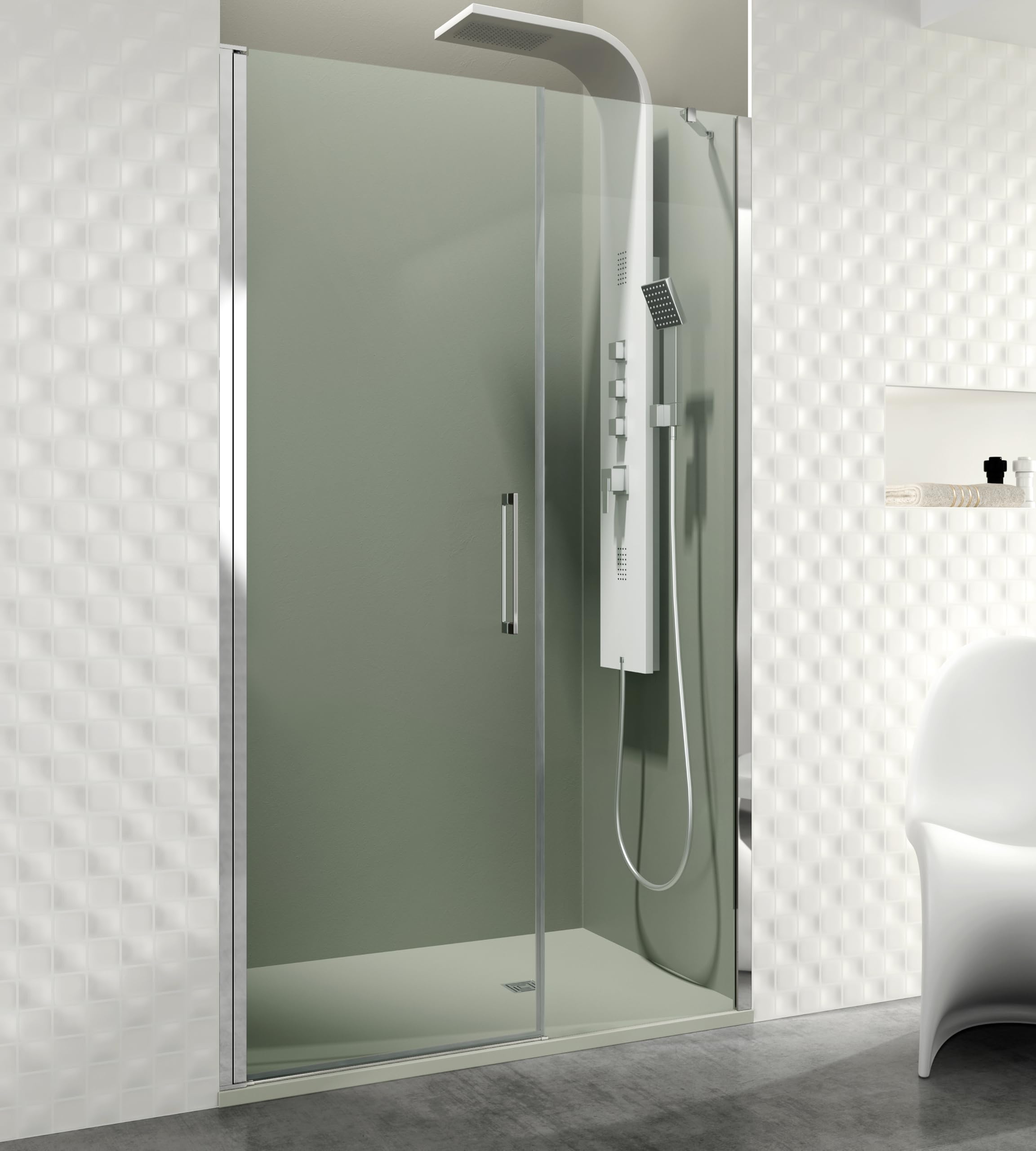 GME - Mampara Ducha 1 Puerta Corredera + 1 Puerta Fija Cromo 95cm | Mampara de Cristal con Perfilería de Aluminio y 195cm de Altura | Cristal Templado 6mm Antical Y Cierre Magnético