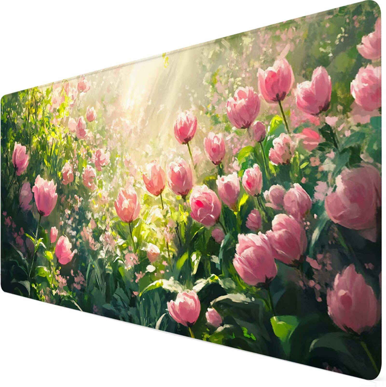 Podkładka pod mysz XXL 1000x500x3mm podkładka pod mysz kwiatowa zielona poprawia precyzję i szybkość, antypoślizgowe wodoodporne, szyte krawędzie, akcesoria do gier, komputer, prezent dla mężczyzn Y7