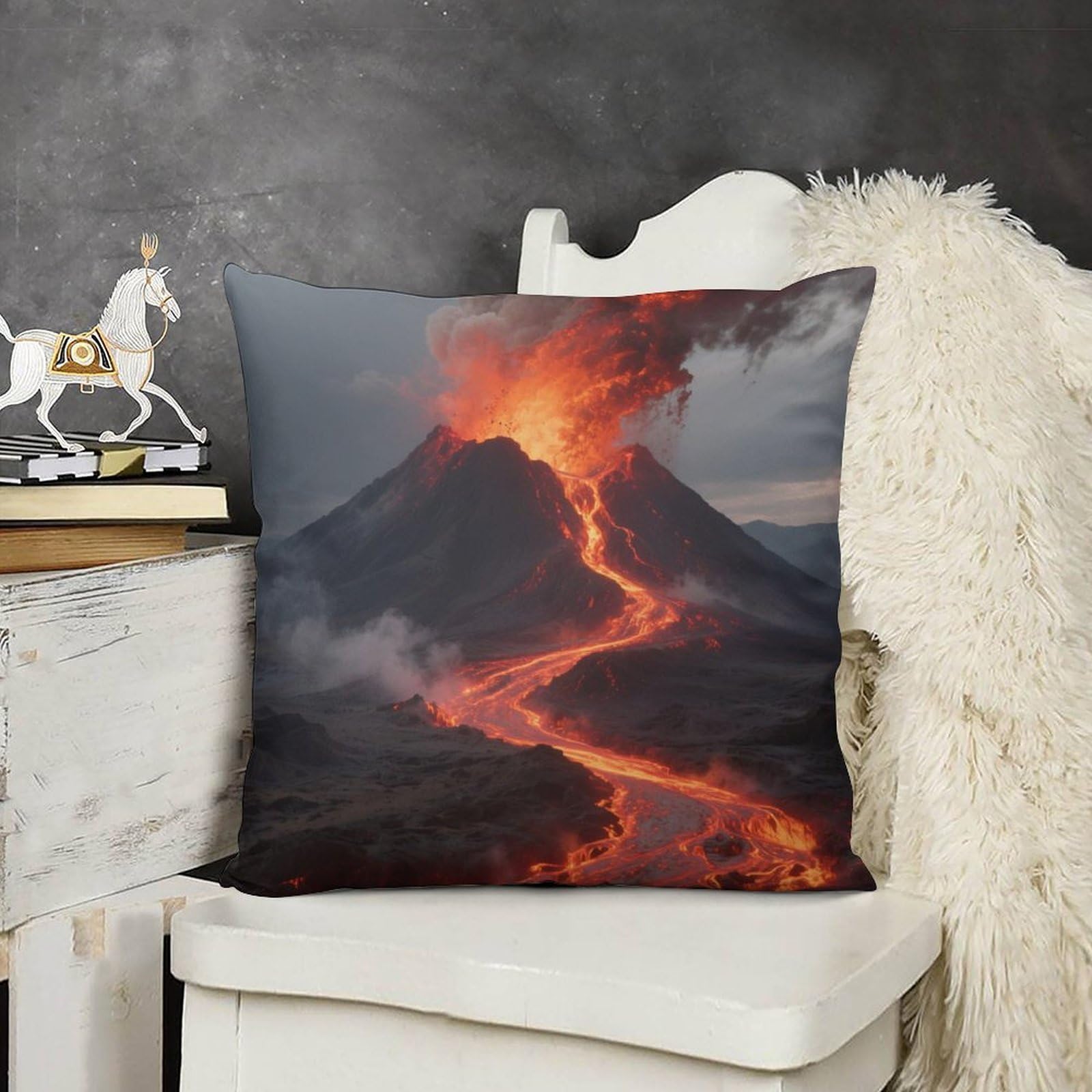 FodPand Boho Farmhouse Volcano Pillow Covers with Hidden Zipper 24x24 Soft Plush Cushion Cover Decorative Throw Pillow Cases for Couch Bed Sofa Living Room Indoor Outdoor Home Decor