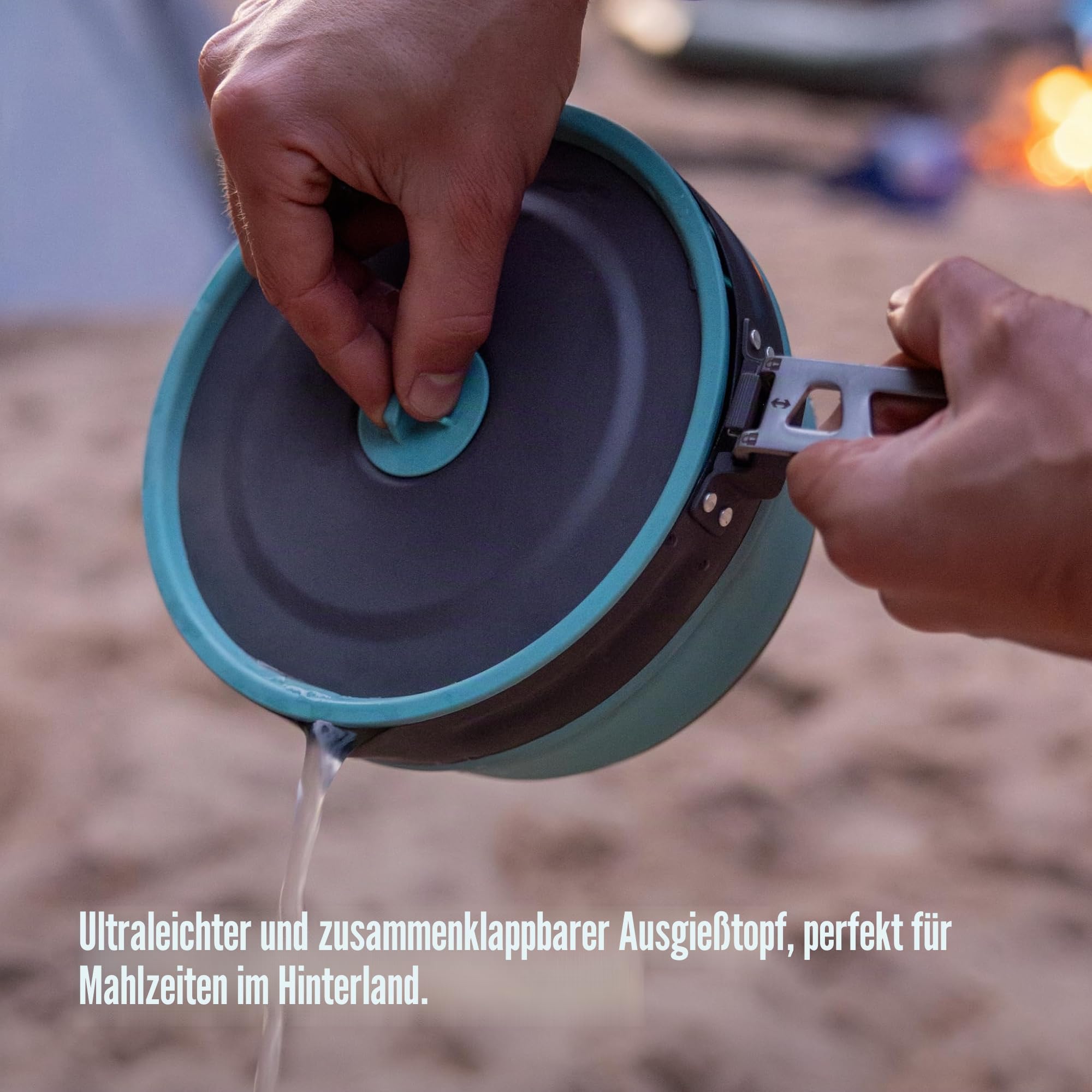 SEA TO SUMMIT - Frontier Pouring Pot 2,2L - Ultraleichter, zusammenfaltbarer Campingtopf - 1 bis 3 Personen - Antihaft-Topf + Deckel - Kompakt - Ohne BPA & PFA - aus Silikon & Alu - 297 g