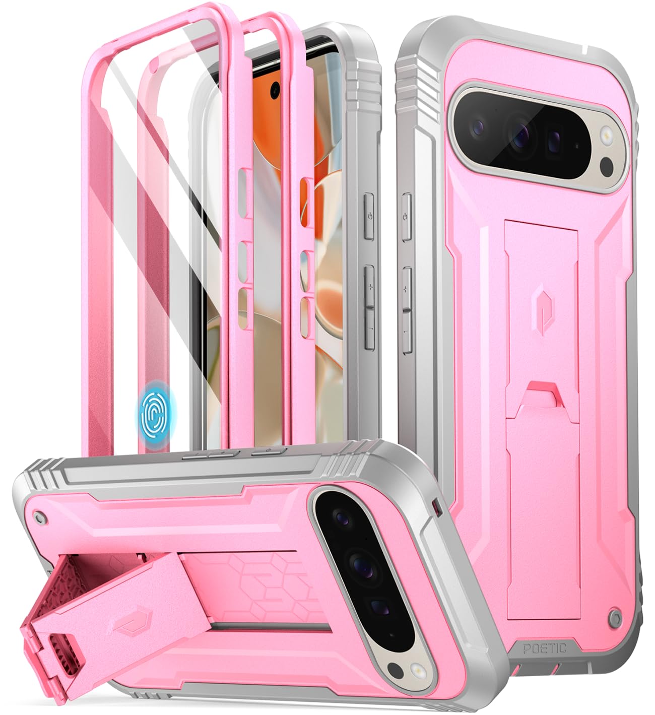 Poetic Revolution Case for Google Pixel 9 Pro XL 5G 6.8 inch, Built-in Screen Protector Work with Fingerprint ID, Full Body Military Grade Rugged