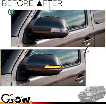 2 PCS Dynamic LED Side Mirror Sequential Turn Signal Light Indicator for 2012-2015 Toyo-ta Tacoma Pickup Trucks, LED Sequential Side Mirror Turn Signal Lamp Assembly