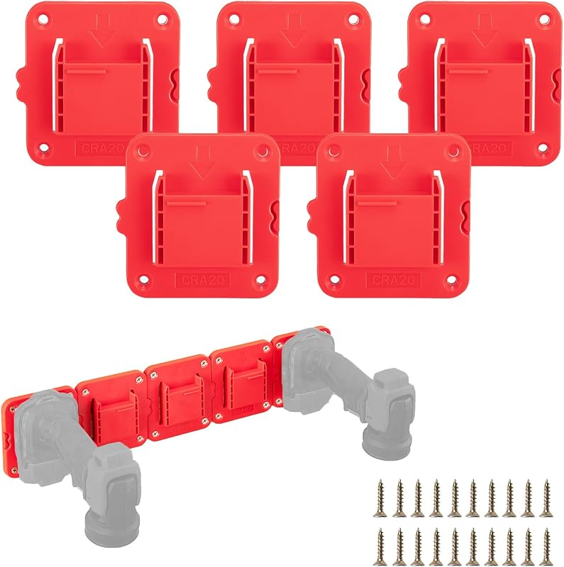 Tool Drill Mount Holder Compatible for Craftsman 20V Li-ion Drills, Heavy Duty ABS Tools Wall Dock Hanger for Garage, Workshop, Work Truck, 20 Screws, 5 Packs (No Tool)