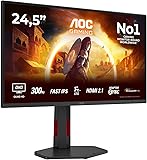 AOC Q25G4SR 24.5 inch WQHD Gaming Monitor 300Hz, Fast IPS Panel, 0.3ms MPRT, Adaptive Sync, HDR400, G-Sync Compatible, Height Adjustment, Speakers, (2560x1440 HDMI 2x 2.1 DP 1x 1.4) Black - 1
