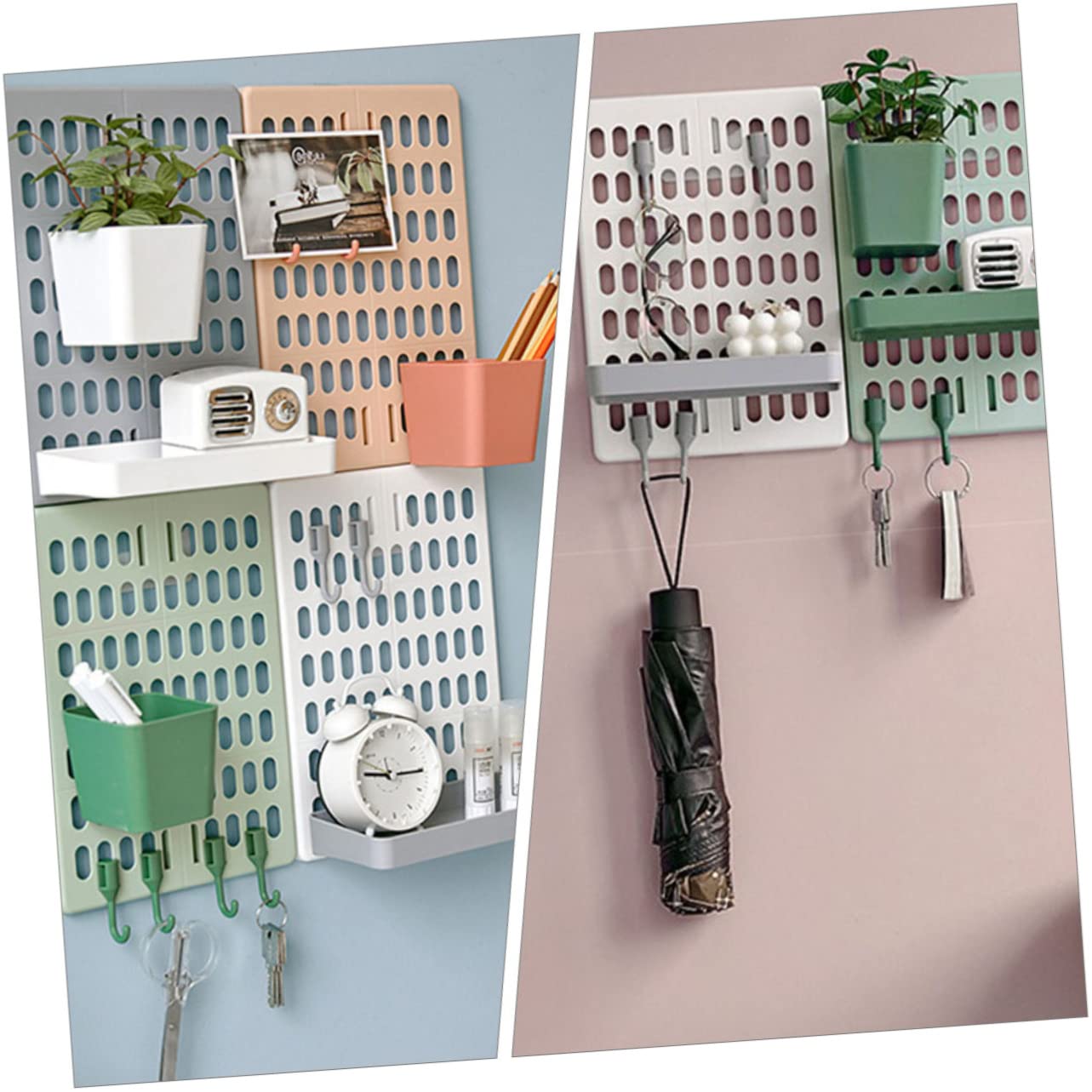 FUNOMOCYA 1 Set Punch- Perforated Board Office Wall Pegboard Peg Boards for Walls Pegboard Brackets Pegboard Wall Peg Board Organizer for Home Wall Mount Display Peg Board Plastic Green