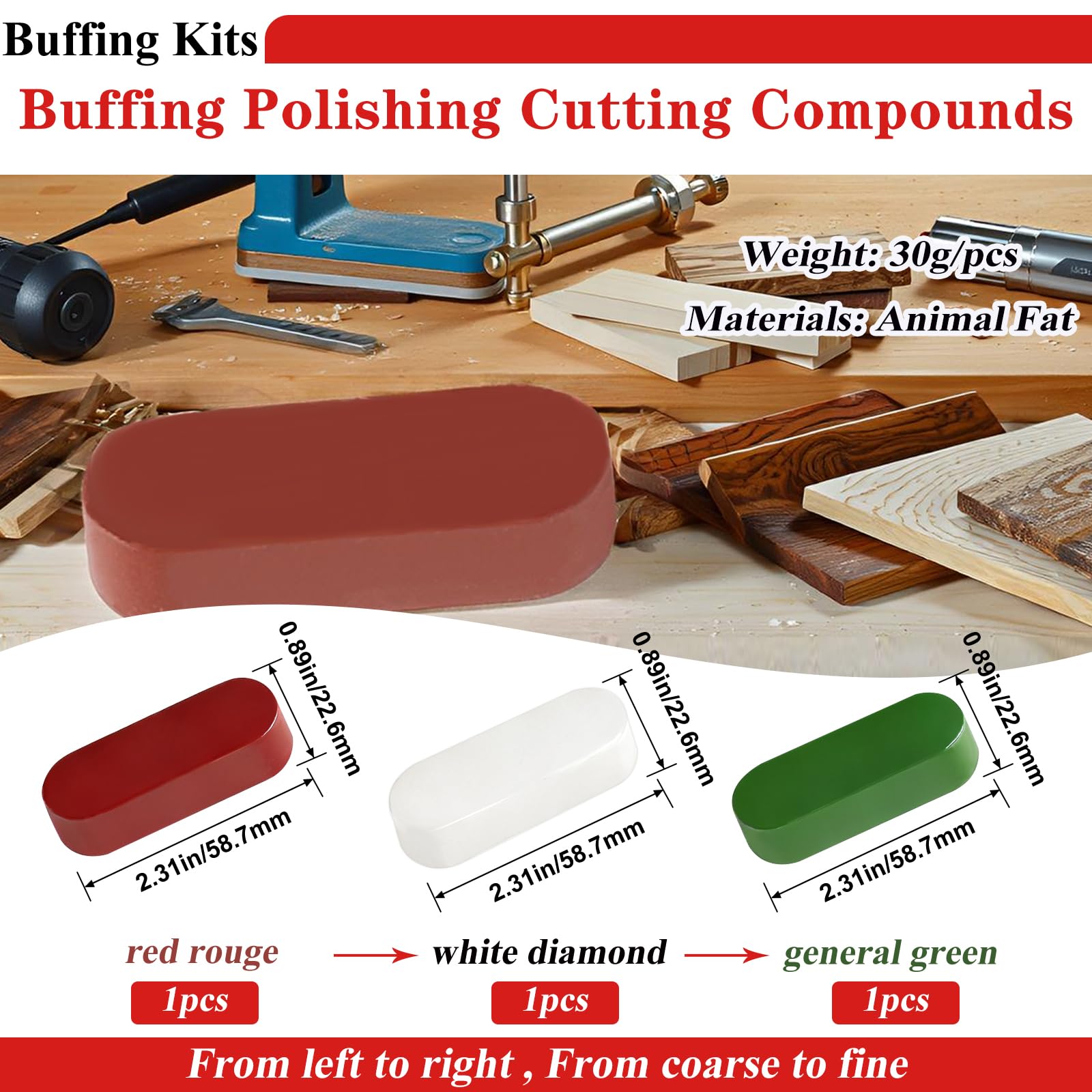 Buffing Wheels Kit - Polish Metal, Wood & More -6