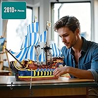 Vista 2 de YESHIN Pirates Ship Model Building Blocks Kits, MOC Sailboat Model Construction Set to Build, Gift for Adult Collections Enthusiasts (2010+Pieces)