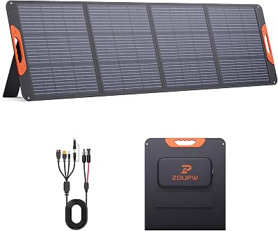 ZOUPW 200W Portable Solar Panel for Power Station,23.5% Efficiency Mono Foldable Solar Charger with 4 Kickstands for Jackery 1000 V2/Bluetti/EcoFlow/Anker,IP67 Waterproof for Camping RV Power Backup