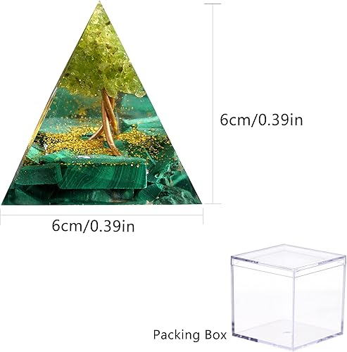 Miniatura 5 de Pirámide de orgones árbol de la vida verde con generador de energía positiva de piedra curativa meditaciónreiki purificar el chakra de cristal