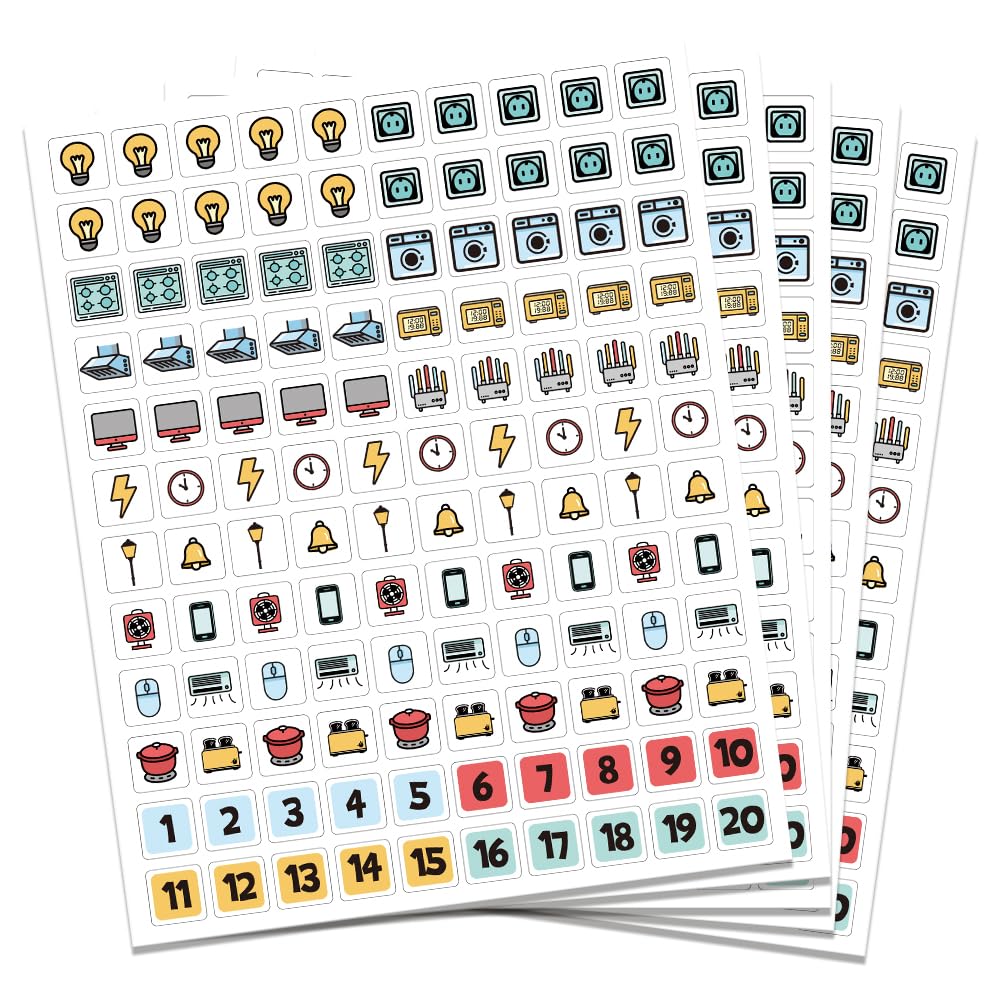 600 étiquette Autocollante pour Interrupteur, 38 modèle D'Autocollants D'Identification D'Interrupteur Multicolores pour la Maison Affaires Cuisine Utilisation Scolaire