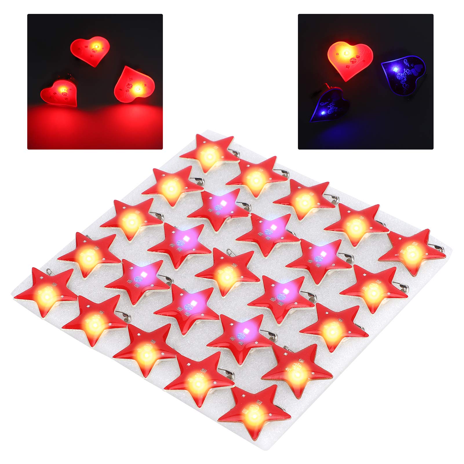Jeanoko Estrella de Cinco Puntas Intermitente LED Broche Pin Broches de Navidad Artesanía de Bricolaje para Regalos de Fiesta Regalo para niños Decoración de Ropa