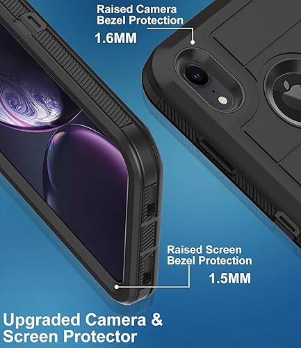 Miniatura 4 de Funda para iPhone XR, con protector de pantalla integrado, protección resistente contra caídas, cuerpo completo, a prueba de golpes, a prueba de