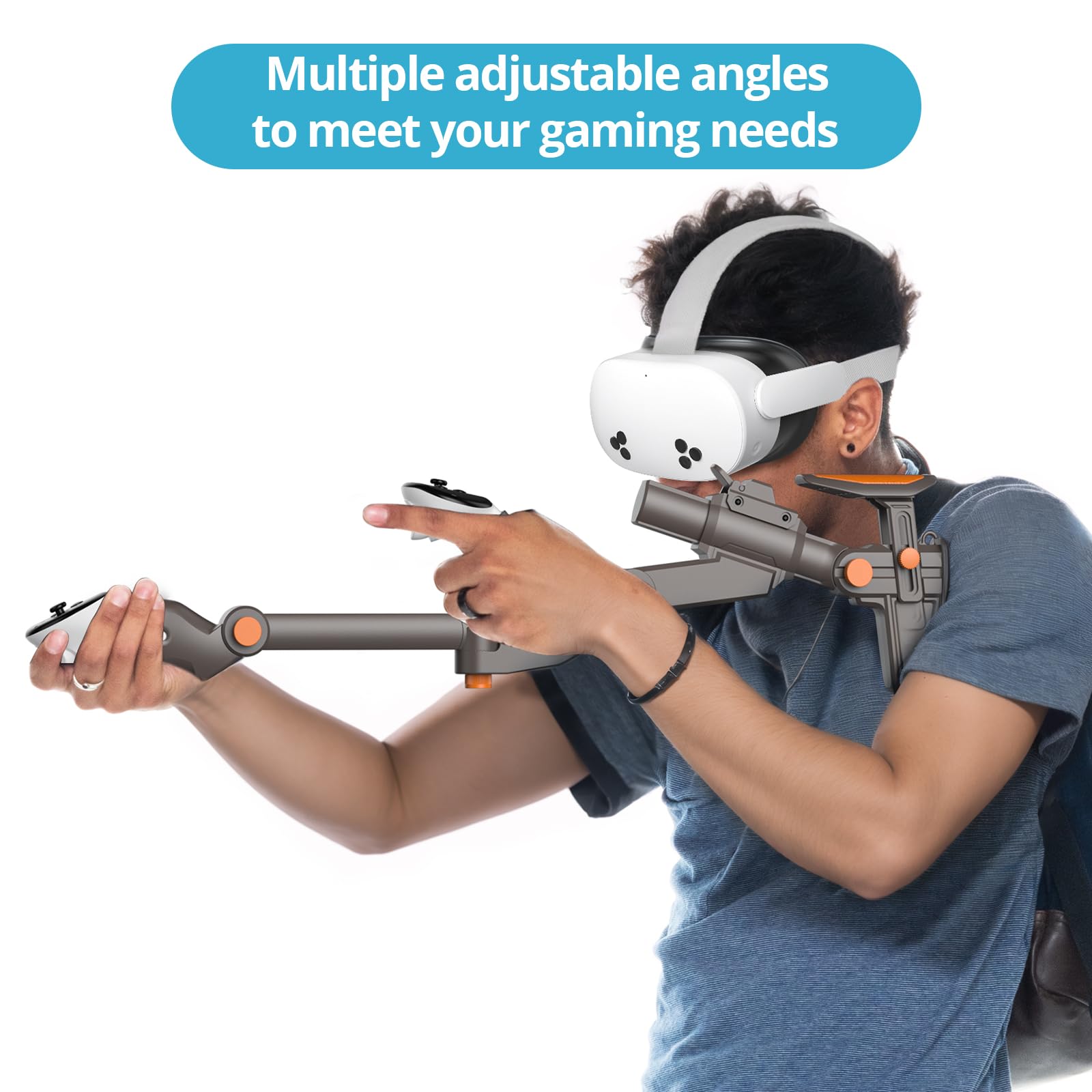 Calcio VR Regolabile per Meta Quest 3 - Gun Stock con Attacco Magnetico, Lunghezza Adjustable, Pitch del Controller e Angoli di Imbardata Sintonizzabili
