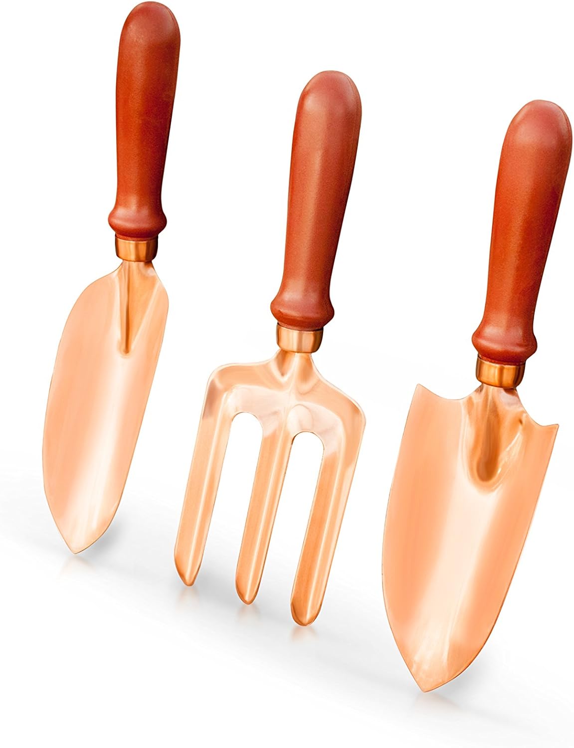 Monarch 3 Piece Pure Copper Garden Tool Set (Weeding Fork, Trowel and